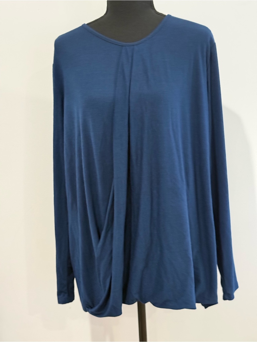 New Iman XL Women's Draped Long-Sleeve Top - Navy 514